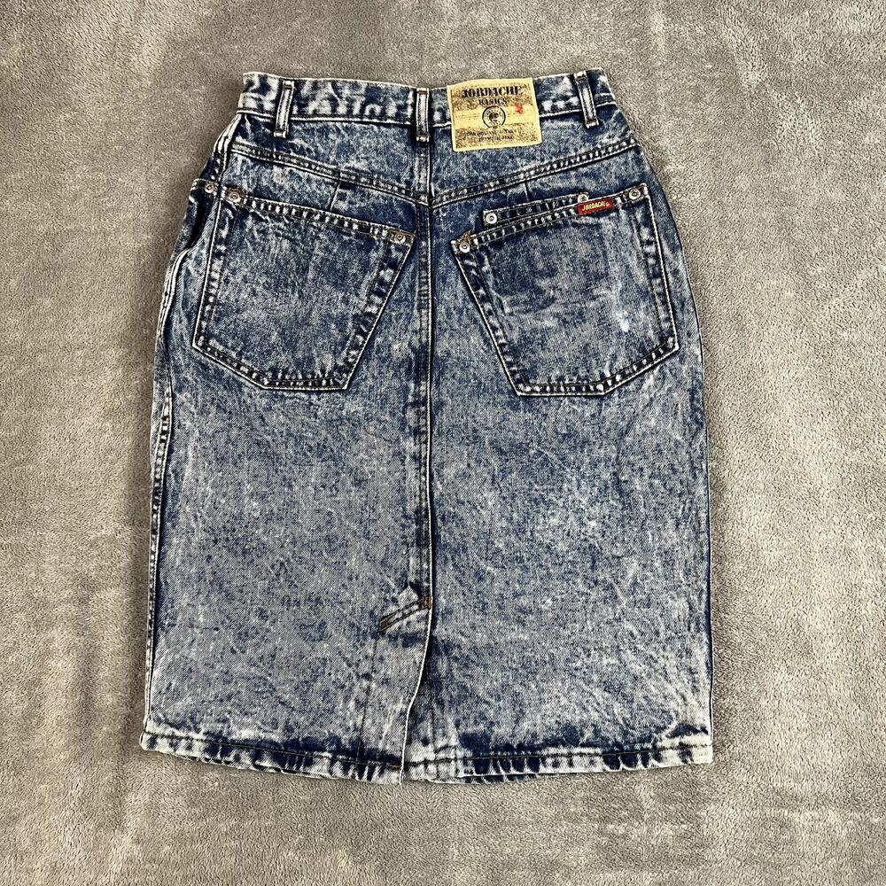 Vintage Jordache Denim Pencil Skirt Womens 25 Acid Wash Made in USA - Picture 5 of 9